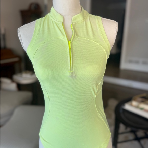 lululemon athletica Tops - Lululemon 3/4 zip Sleeveless Neon Green Women's Top